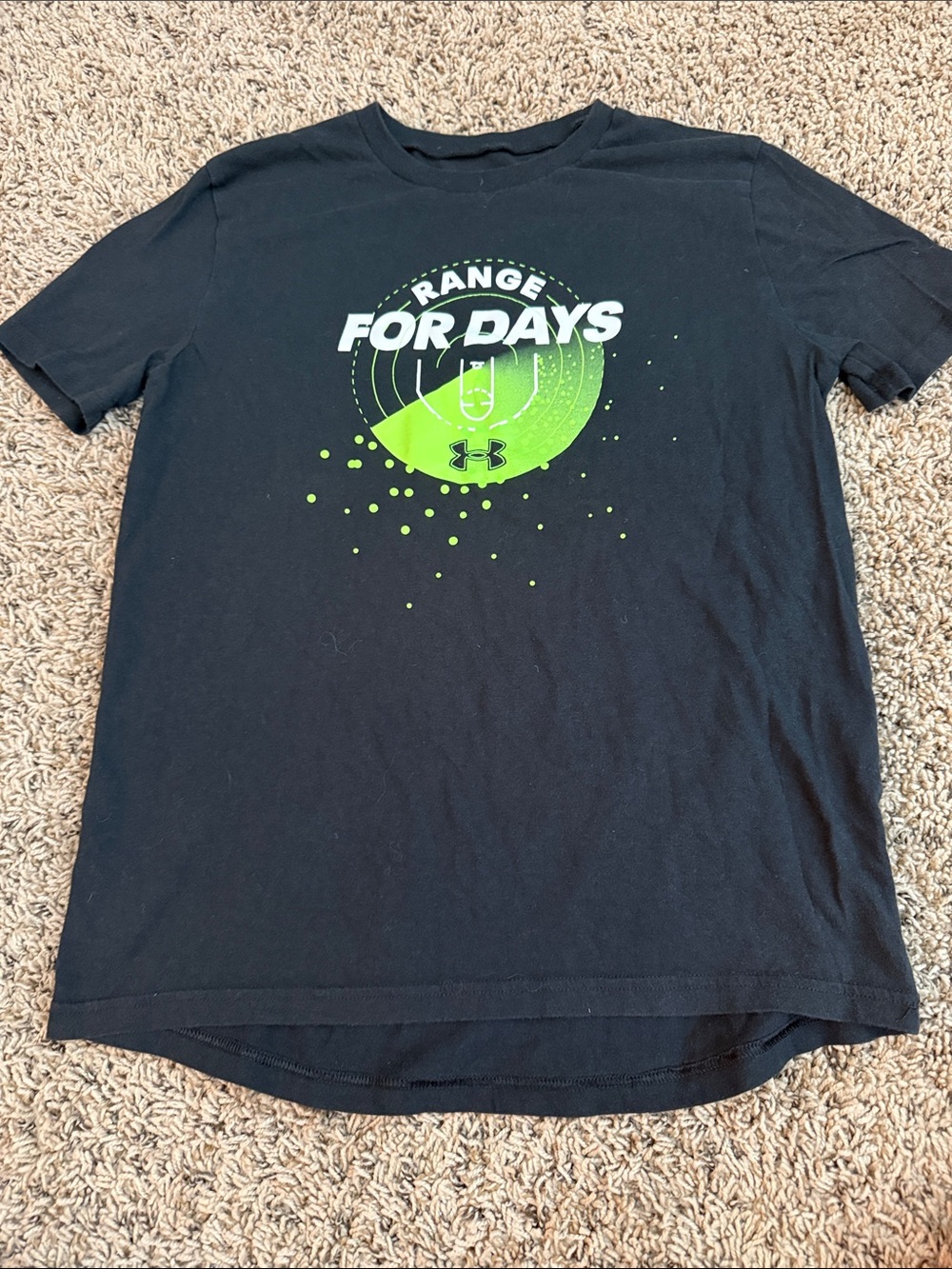 Under Armour Black Tee with Bright Green 'Range For Days' Graphic